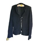 Willow Vintage Crochet Cardigan Sweater Medium Gray Black Photo 1
