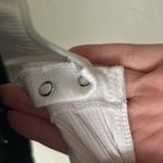 Wild Fable White Plunge Neck Short Sleeve Bodysuit with Tie Front Photo 3