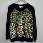 Michael Kors Michael Sequin Gold and Green Leopard Print Black Sweatshirt 0X Photo 1