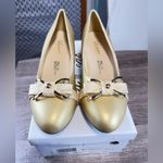 Sofwear Elegant feminine flirty women's shoes with bow and pointed heel Gold 7 Photo 2