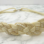 Vintage Cream‎ Braided Pearl Belt Fish Hook Closure Size S/M Photo 0