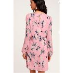 Lulus Dress Women Small Rosalinda Blush Pink Floral Print Long Sleeve Shift Mini Photo 2