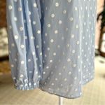 ZARA  Blue Embroidered Polka Dot Balloon Sleeve Top XS Photo 15