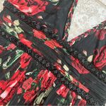 Rococo Sand Tiered Maxi Dress, Black Red Roses, Size XS New w/Tag $478 SOLD OUT Photo 10