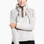 Kuhl Womens  Tan Beige Stone Flight Fleece Pullover Hidden Hoodie Sweater Photo 0