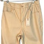 Good American  Womens Faux Leather Pants Size 15 Cream Straight High Rise NWT Photo 1