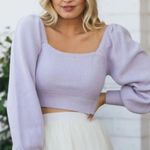 Gloria Puff Sleeve Crop Sweater in Lavender Purple Size M Photo 0