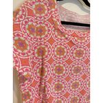 kim rogers Kim Rogers Geometric Print Top Short Sleeve Casual Blouse Pink Orange M Photo 1