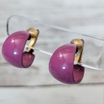 Vintage Clip On Earrings Fuchsia Hoops Photo 0