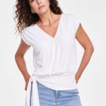 Inc international NWT I.N.C. International Concepts white Women's Ruched Side-Tie Top Size XXL Photo 1