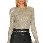 Free People  sequin Gold Rush Long Sleeve in Gold Combo NWOT Photo 0
