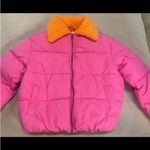 Urban Outfitters Duckie Faux Shearling Collar Pink Puffer Jacket. Size XS Photo 3