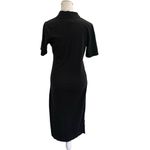 Pact  Linen Blend Collared Split Neck T-Shirt Dress Classic Black size XS Photo 3