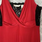 American Vintage VTG Red Babydoll Slip Dress Black Lace Trim Size Large Glam Goth Sexy Holiday Photo 2