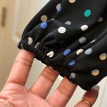 London Times  Dress Black Polka Dot Wrap Long Sleeve V Neck Tie Waist Midi Sz 12 Photo 6