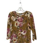 Sweet Claire  Mustard Yellow Floral Fleece Style Long Sleeve Dress Size Medium Photo 1