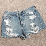 Topshop Distressed High Rise Moto Mom Shorts Photo 0