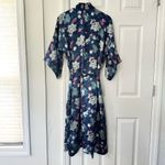 California Dynasty Asian Blue Pink Floral Matching Slip Dress Mid Length Robe M Size M Photo 8