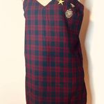 Sam Edelman Gold Appliqués Red Plaid Spaghetti Strap Tunic Photo 0