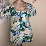 Cato Floral Print Peasant Style White, Blue & Green Top Size Large Photo 1