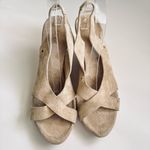 UGG  Beige Suede Cork Sandals Wedge Platform Woman’s Shoe Size 9 Photo 2