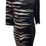 Ming Wang  Black White Gray Geometric Print Knit Midi Dress Size L Photo 0