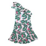 Lovers + Friends Amity Mini Dress Pink Palm Stripe One Shoulder Size Medium Photo 3