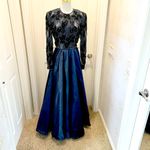 Victoria Royal Ltd Navy Formal Long Beaded Dress in Size 8 Black Tie Wedding Blue Photo 3