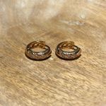 Sterling Silver CZ Huggies Gold Vermeil Over 925  Earrings Photo 2