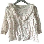 Love Shack Fancy  Cream & Pink Floral Print Ruffle Blouse Photo 1