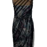 Tadashi Shoji Ruched Bodycon Mesh Floral Underlay Dress Black Size US 8 Photo 0