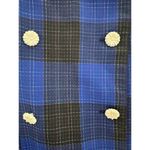 Vintage OOAK plaid double breasted pleated blue white dress small Photo 8