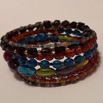 Women’s Stretchy Spiral Bracelet Cuff Beaded Multi Color Glass Bead Photo 2