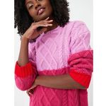 Hyacinth House Scarlett Pink Red Colorblock Cable Knit Sweater Mini Dress Large Photo 4