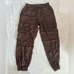 Aerie Dark Brown Satin Like Cargo Pants Small Photo 2