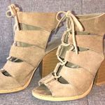 Qupid Tan Lace-Up Heels Photo 0