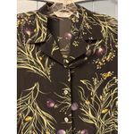 Preston & York  Premiere Vintage Women's Size 10 Black Floral‎ Fruit Sheer BLOUSE Photo 2