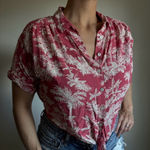 American Eagle Hawaiian Button Up Tie Crop Top Vacation Tropical Photo 0