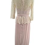 Jenny Packham Dress 8 Blush Lace Peplum Maxi Gown New Photo 5