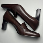 Antonio Melani Shoes Women's Size 8 Brown Leather Blocked Heel A7 Derby Stitched Photo 9