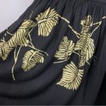 Jersey Skirt Beaded Waist Floral Black Stretch One Size Rayon Dramatic Gold Photo 7