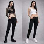 DL1961  Emma Black Low Rise Legging Jeans Size 27 | Stretch Skinny Y2K Goth Biker Photo 1