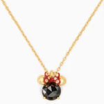 Kate Spade Disney  New York Black and Red Minnie Mouse Bow Pendant Gold Necklace Photo 0