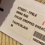 Anna Rae Chunky Knit Striped Crop L/S Roll Neck Cowl Sweater Tan Black Size M Size M Photo 6