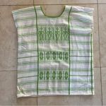 Mexican White/Green Embroidered Blouse Poncho Sz Small/Medium Photo 5