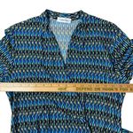 Calvin Klein CALVIN KLIEN Women's Faux Wrap Sz 4 Blue Long Sleeve Geo Print Midi Dress Photo 12