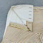 Free People  Frankie High Waist Skinny Pants Tan White Stripe Button Front 4 Photo 10