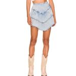Mother Womens Layered Ruffle Mini Raw Edge Skirt‎ Blue Denim Light Wash Size 27 Photo 1
