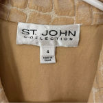 St. John Collection  Cream Metallic Crocodile Print Suit Jacket Blazer Button Photo 1