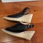 Maypol Anthropologie  black Leather Cross Band Espadrilles Wedge Sandals 40/9 Photo 4